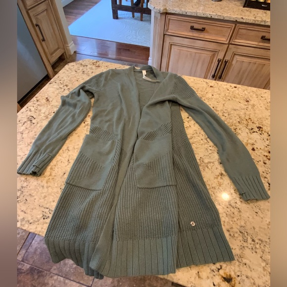 Lululemon Sincerely Yours Cardigan Sweater Wrap Sage Green Small EUC Worn Once - Picture 2 of 4